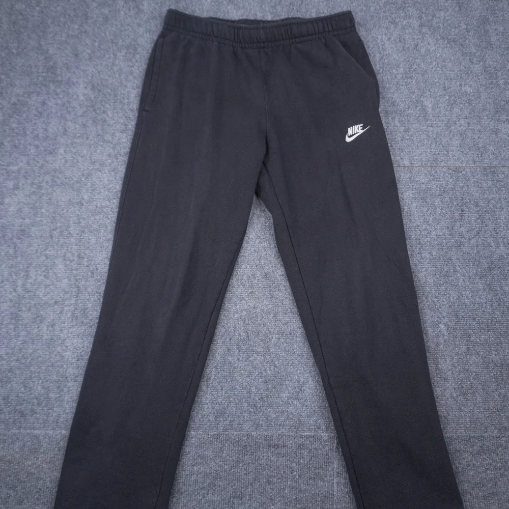 Nike Sweatpants Mens Medium Black Fleece Joggers Embroidered Logo Pockets